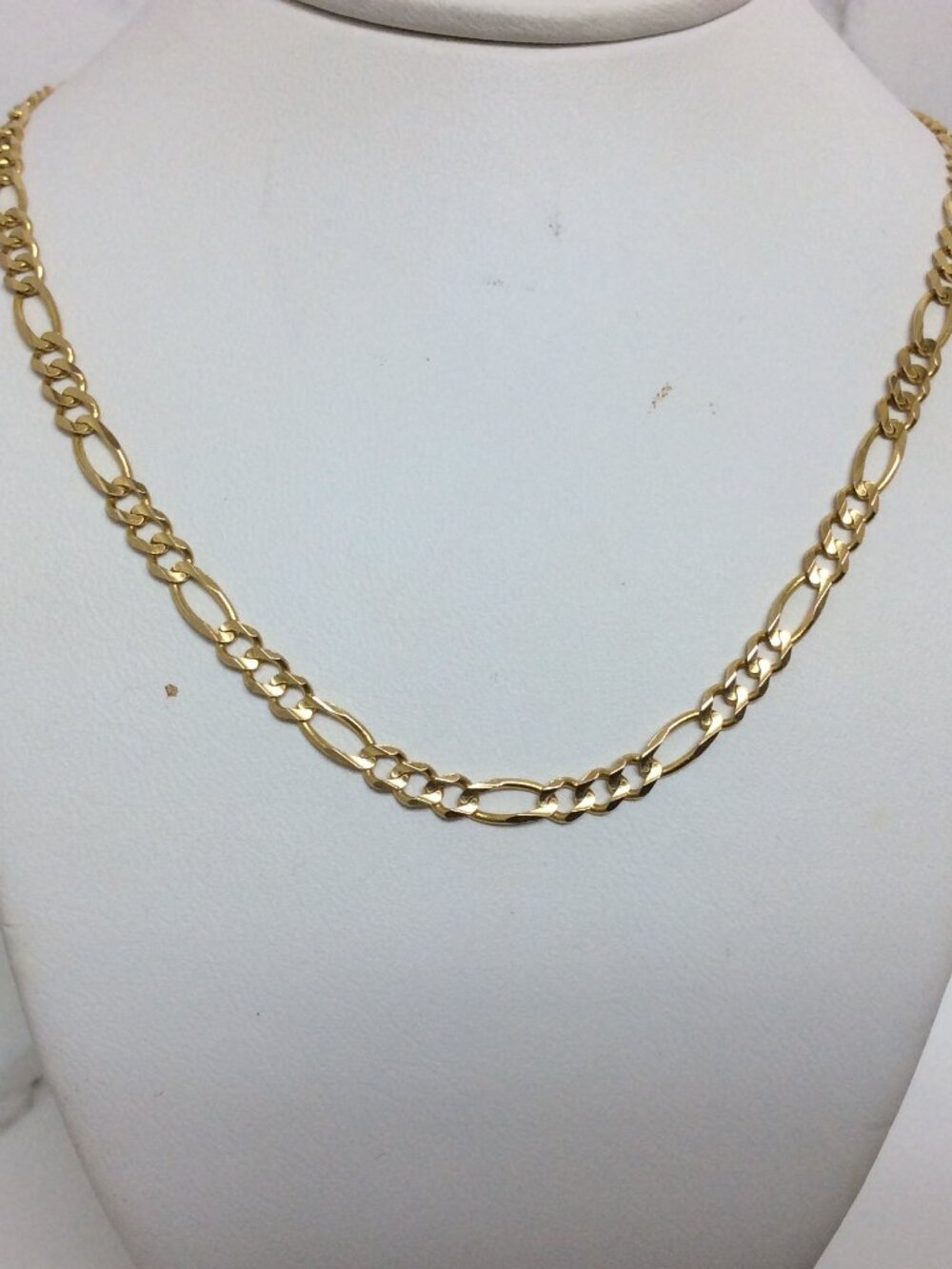 14k Yellow Real Gold Solid Figaro Cuban Chain Necklace Mens Ladies 20'' 7.8gr